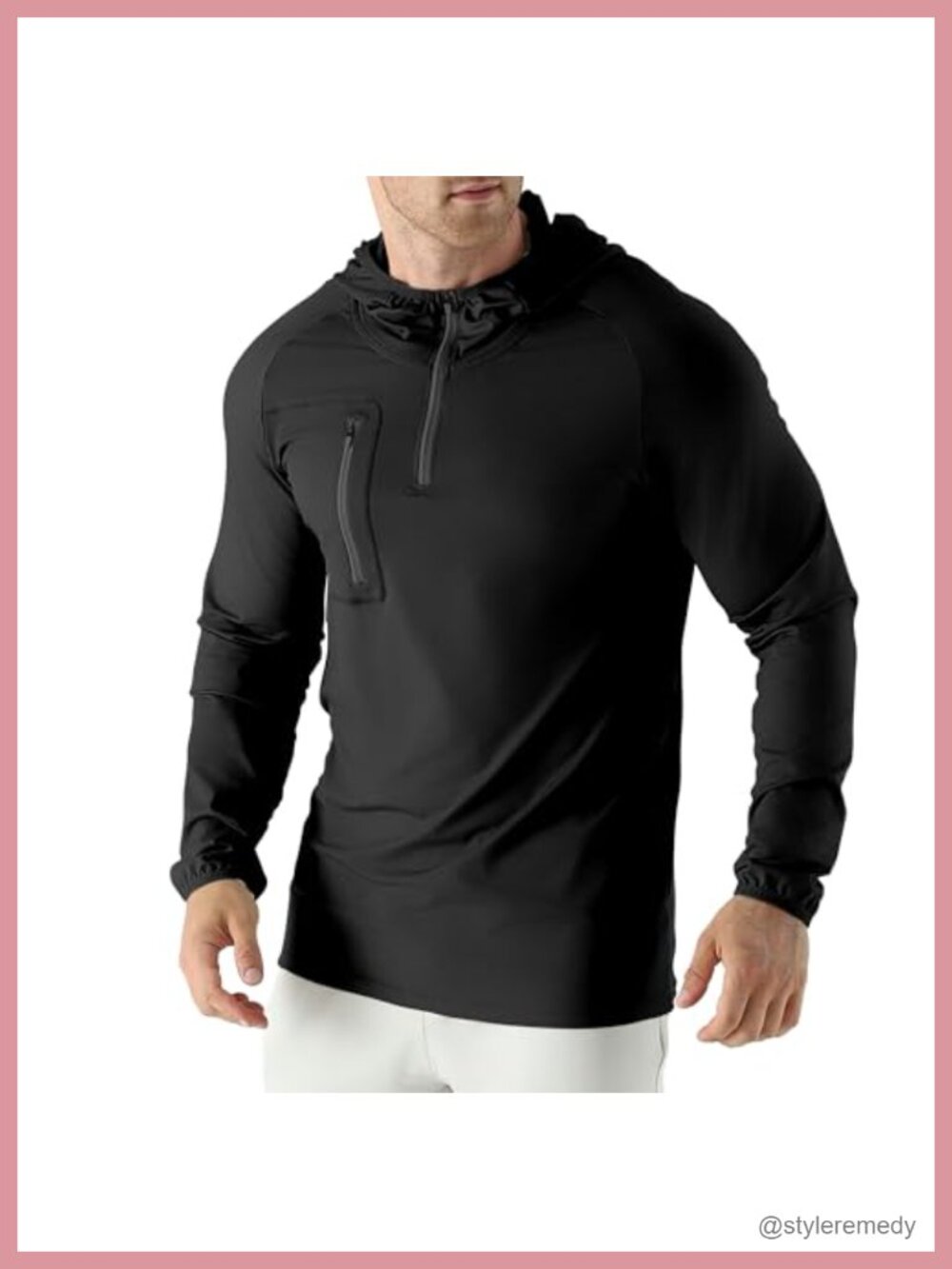 Mens Quarter Zip Athletic Hoodie Quick Dry Gym Sweatshirt